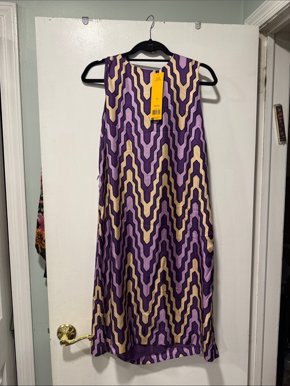 Tory Burch Purple Chevron Midi Dress with Cream Accent